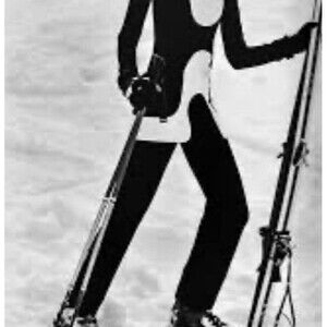 Vintage 70s Suzy Chaffee Ski Snow Bib Pants . Size 16. Black.